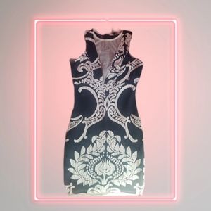 Blue and white printed dress